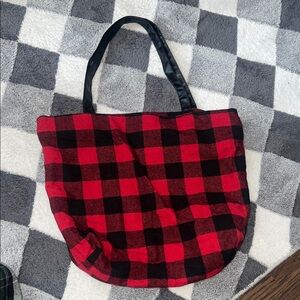 Chic Red and Black Plaid Cloth Tote Bag